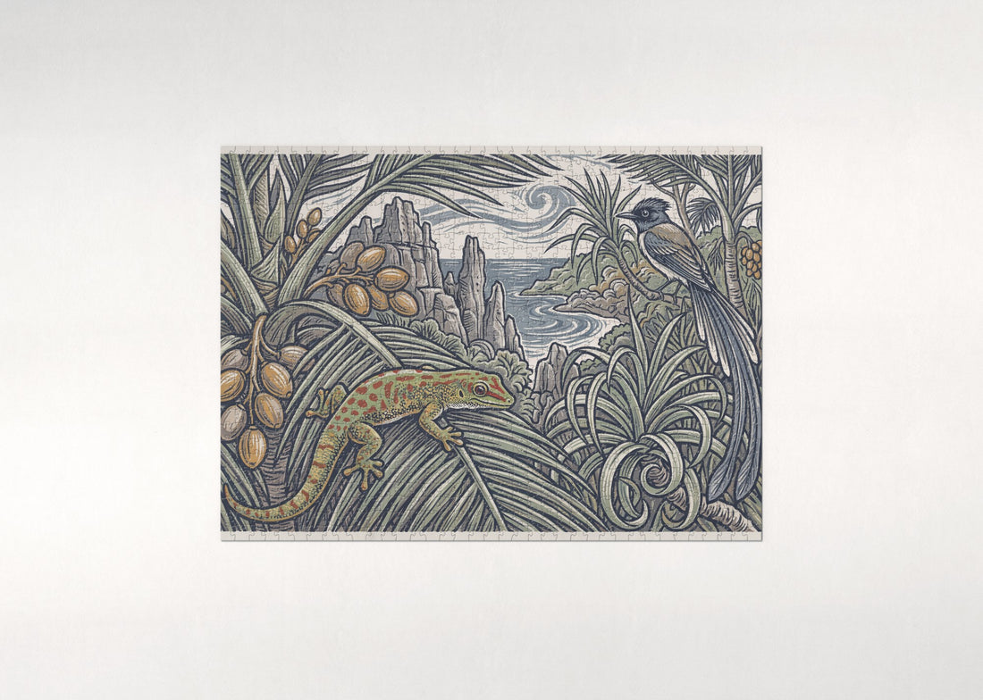 Day Gecko on the Palm Leaf jigsaw puzzle - gift box