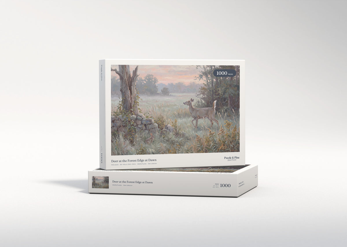 Deer at the Forest Edge at Dawn jigsaw puzzle - gift box