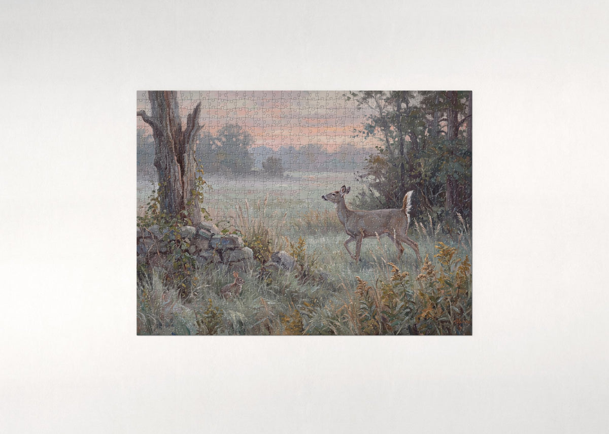 Deer at the Forest Edge at Dawn jigsaw puzzle - flat puzzle