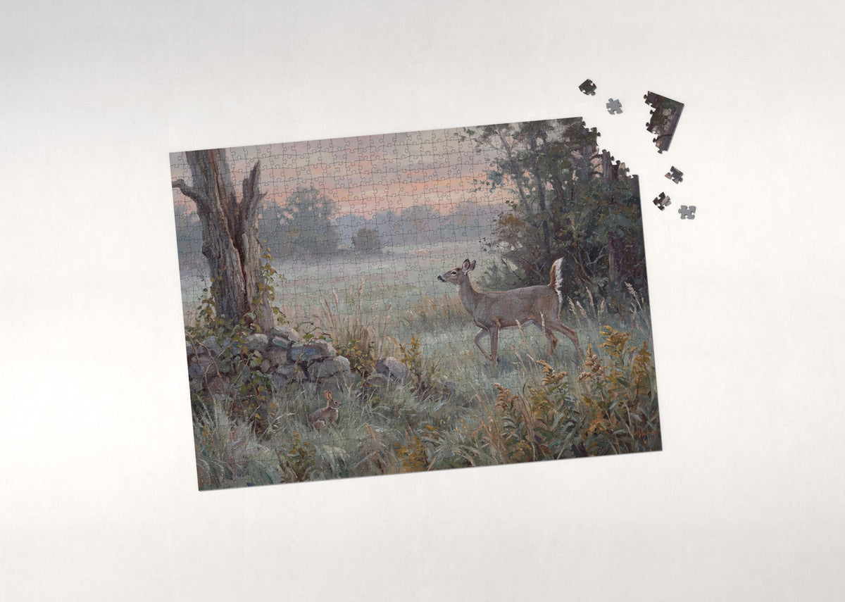 Deer at the Forest Edge at Dawn jigsaw puzzle - puzzle with loose pieces