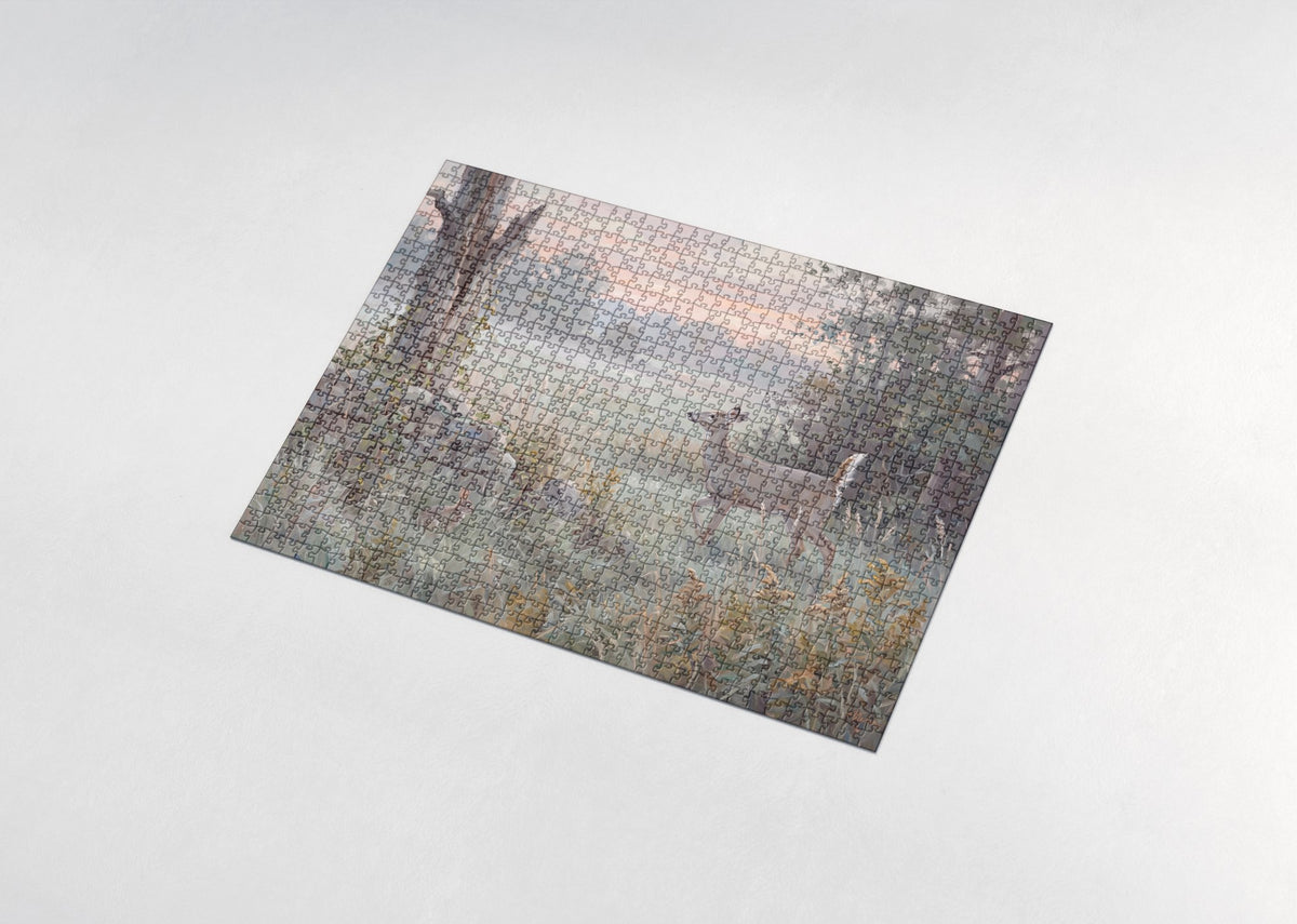 Deer at the Forest Edge at Dawn jigsaw puzzle - assembled puzzle