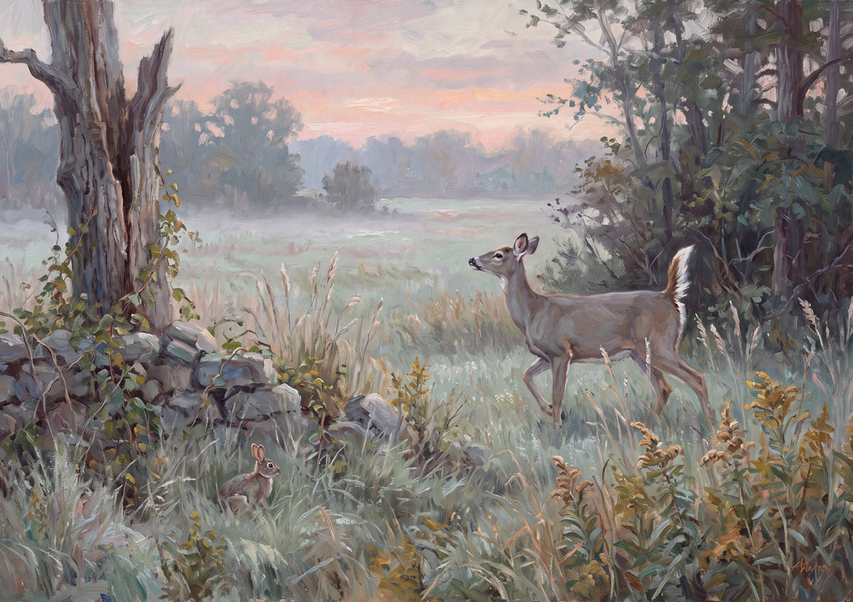 Deer at the Forest Edge at Dawn jigsaw puzzle