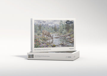 Deer Drinking at the Mountain Stream jigsaw puzzle - gift box