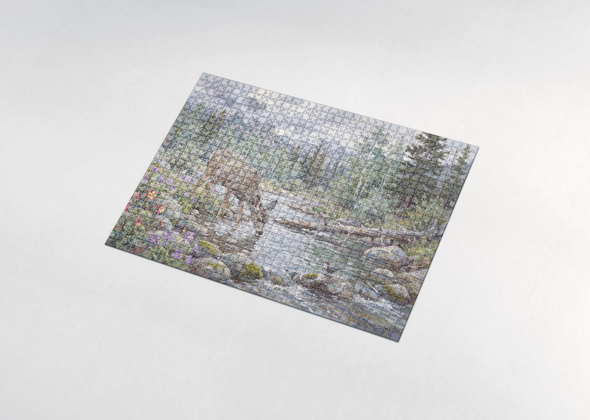 Deer Drinking at the Mountain Stream jigsaw puzzle - assembled puzzle
