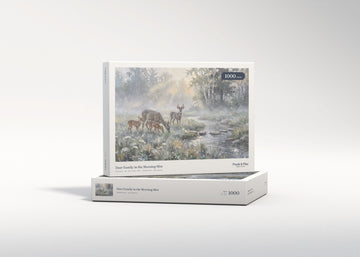Deer Family in the Morning Mist jigsaw puzzle - gift box