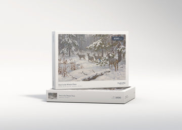 Deer in the Winter Pines jigsaw puzzle - gift box
