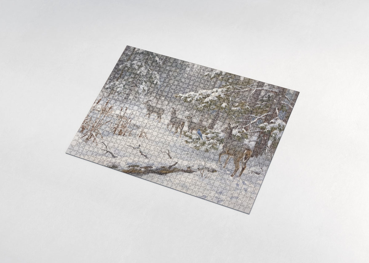 Deer in the Winter Pines jigsaw puzzle - assembled puzzle