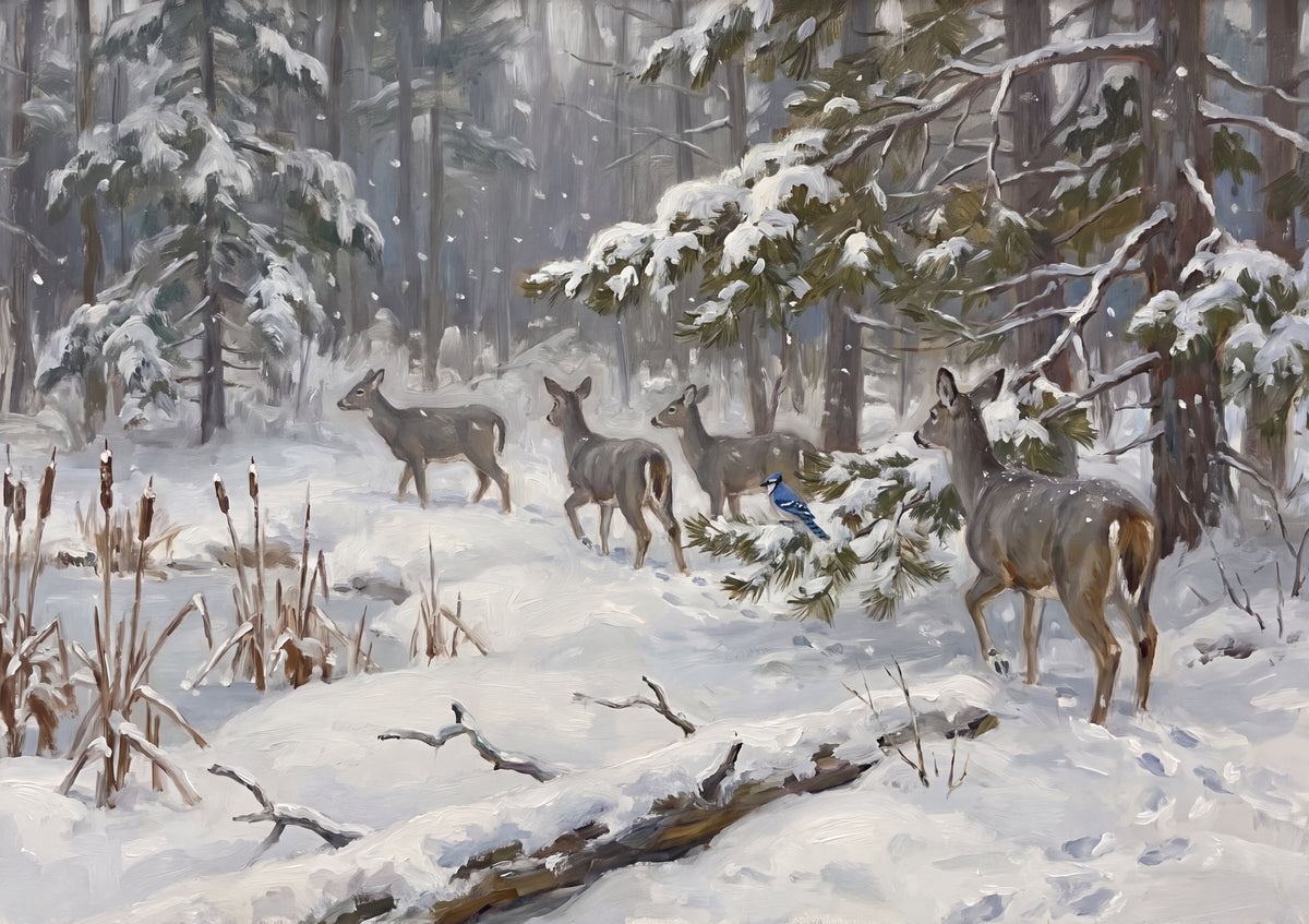 Deer in the Winter Pines jigsaw puzzle