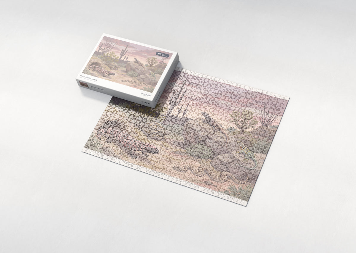 Desert Reptiles at Dusk jigsaw puzzle - box and puzzle