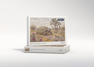 Desert Tortoise Among the Cactus Flowers jigsaw puzzle - gift box