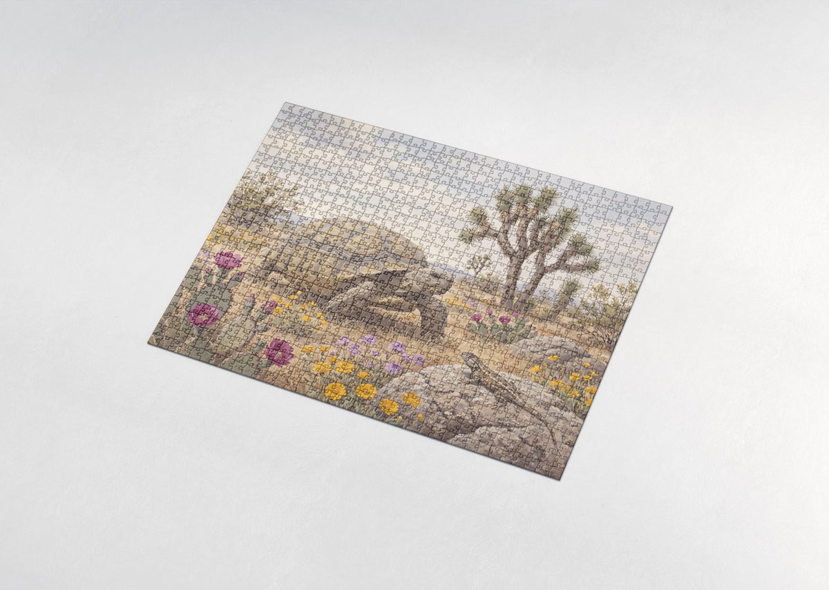 Desert Tortoise Among the Cactus Flowers jigsaw puzzle - assembled puzzle