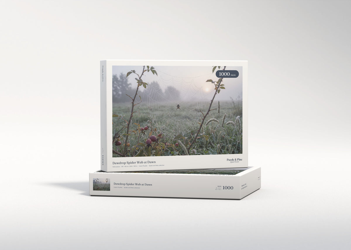 Dewdrop Spider Web at Dawn jigsaw puzzle - gift box
