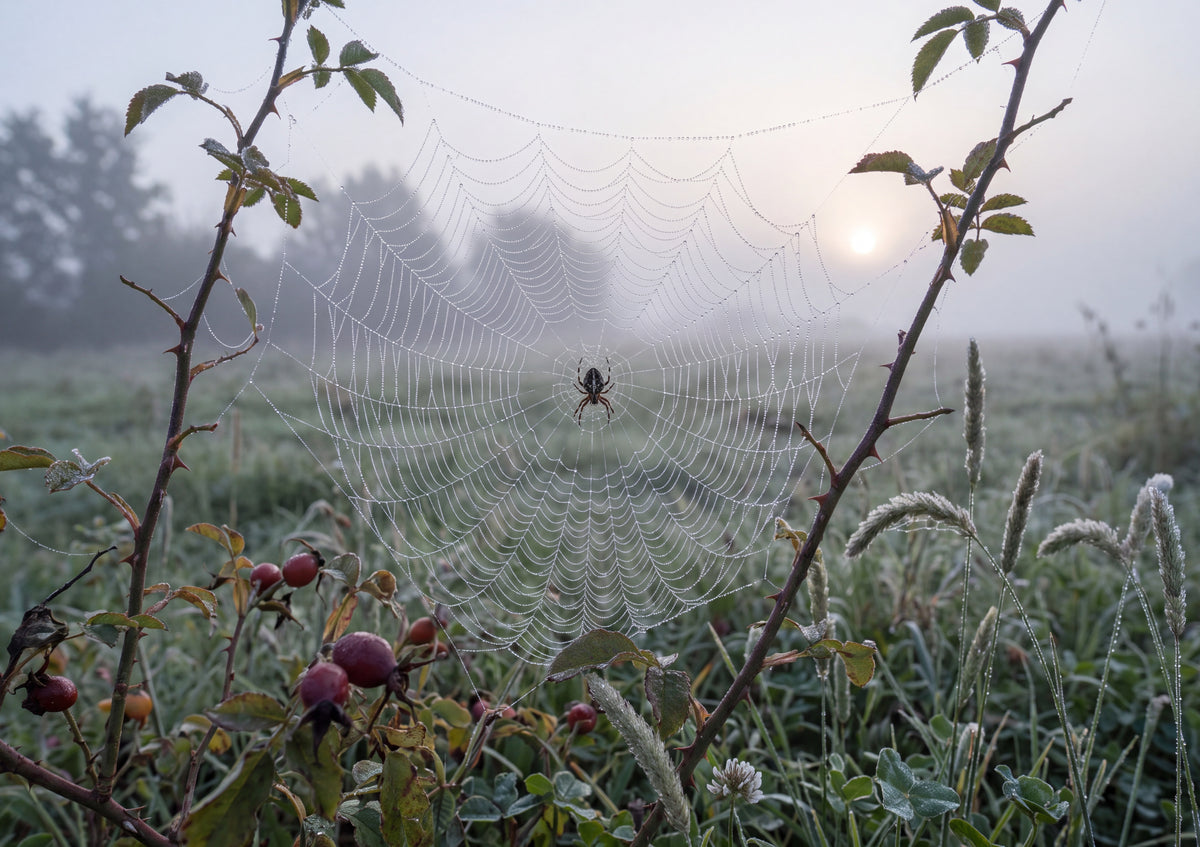 Dewdrop Spider Web at Dawn jigsaw puzzle