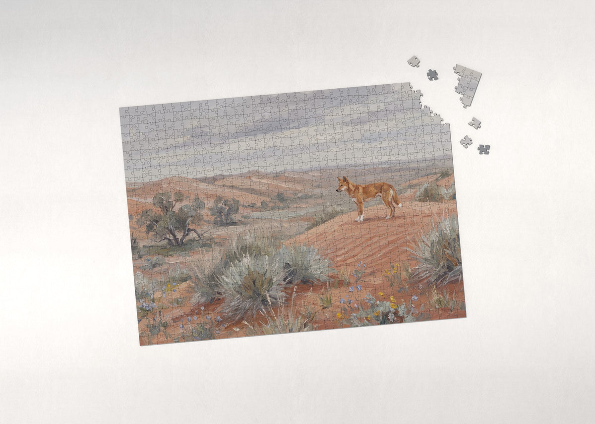 Dingo on the Red Sand Dunes jigsaw puzzle - puzzle with loose pieces