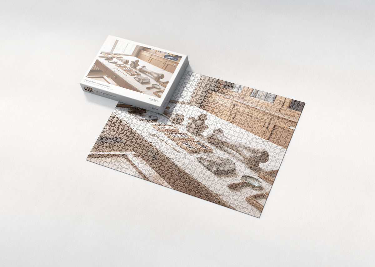Dinosaur Bones Field Guide Plate jigsaw puzzle - box and puzzle