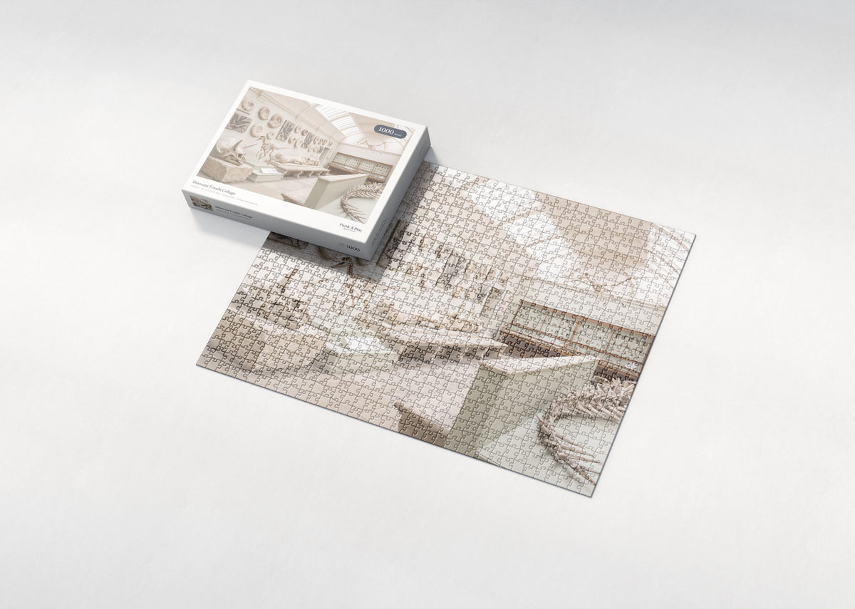 Dinosaur Fossils Collage jigsaw puzzle - box and puzzle