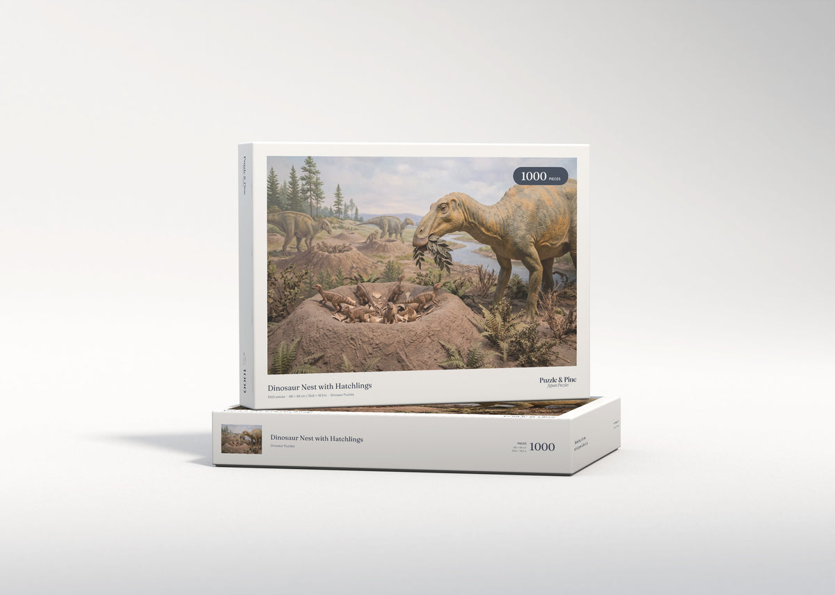 Dinosaur Nest with Hatchlings jigsaw puzzle - gift box