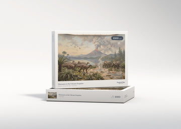 Dinosaurs at the Volcano Eruption jigsaw puzzle - gift box
