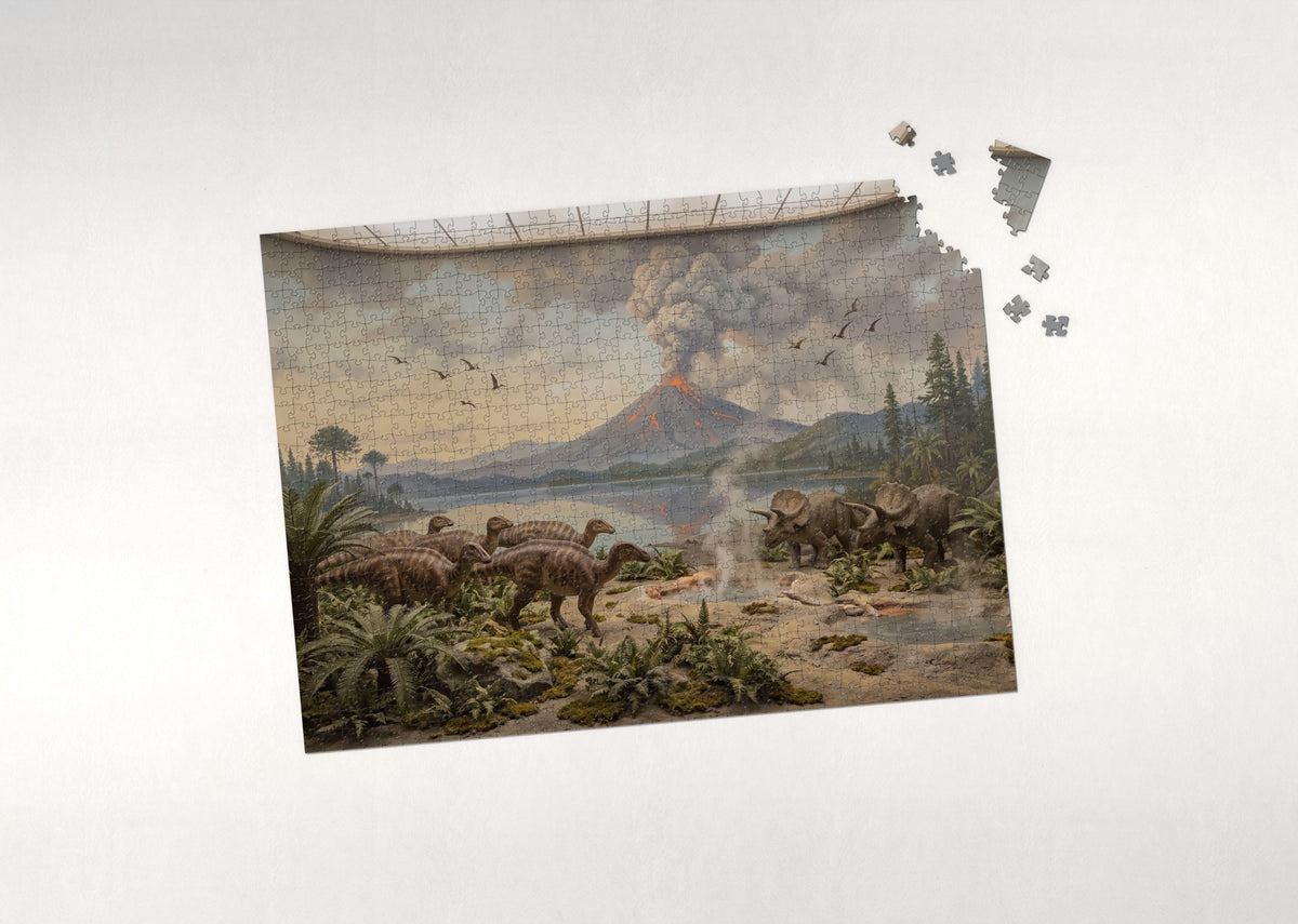 Dinosaurs at the Volcano Eruption jigsaw puzzle - puzzle with loose pieces