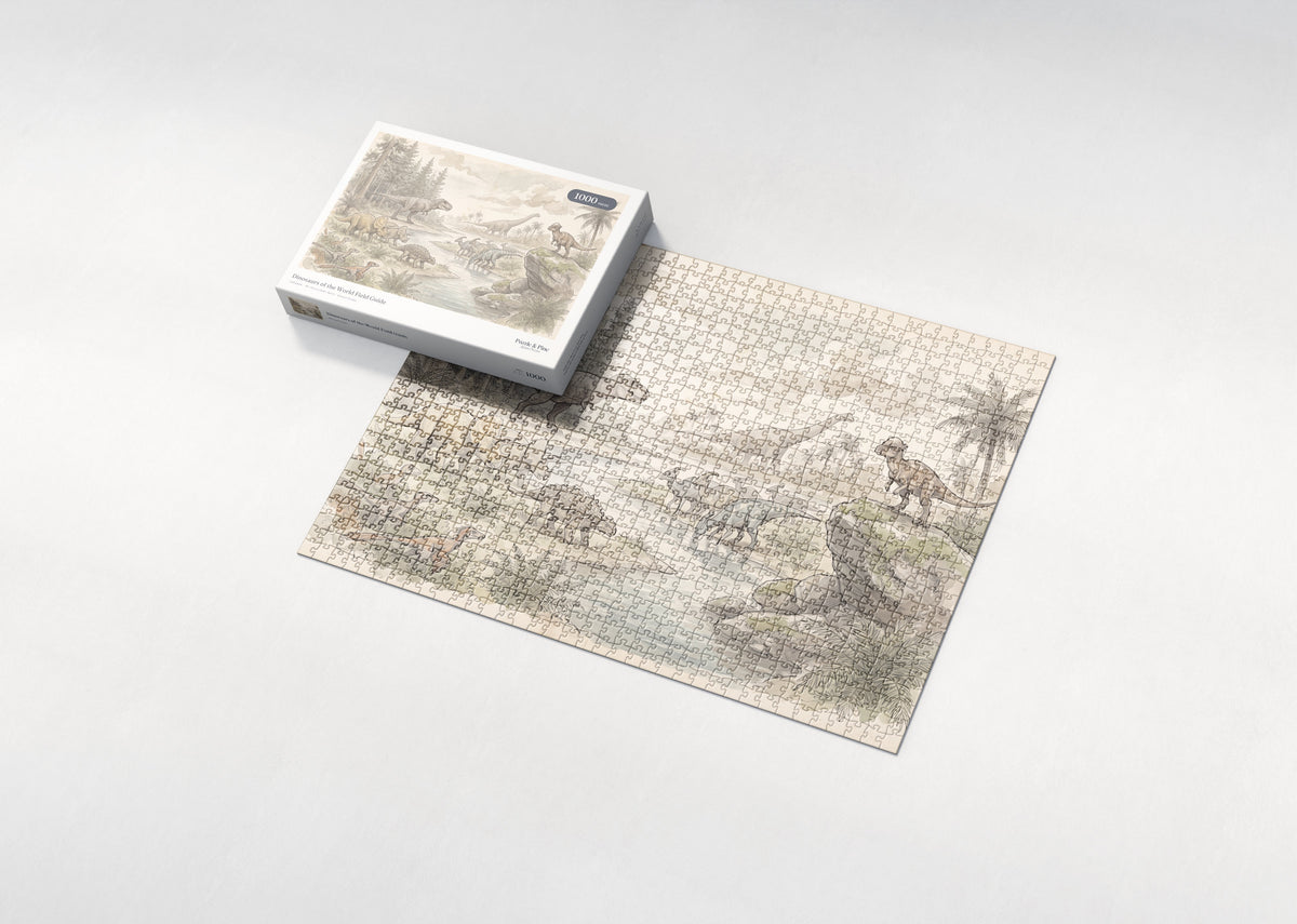 Dinosaurs of the World Field Guide jigsaw puzzle - box and puzzle