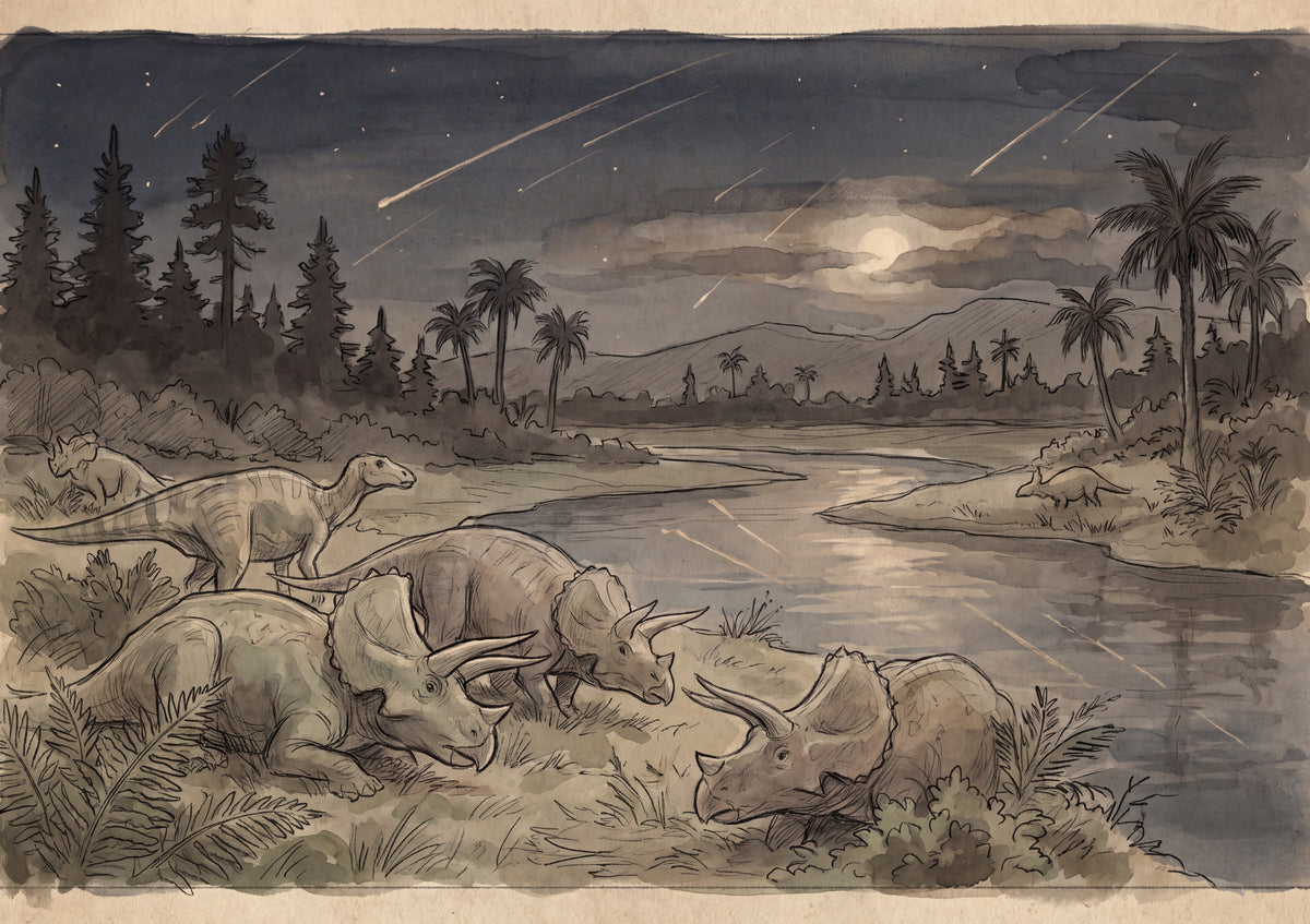Dinosaurs Under the Meteor Sky jigsaw puzzle