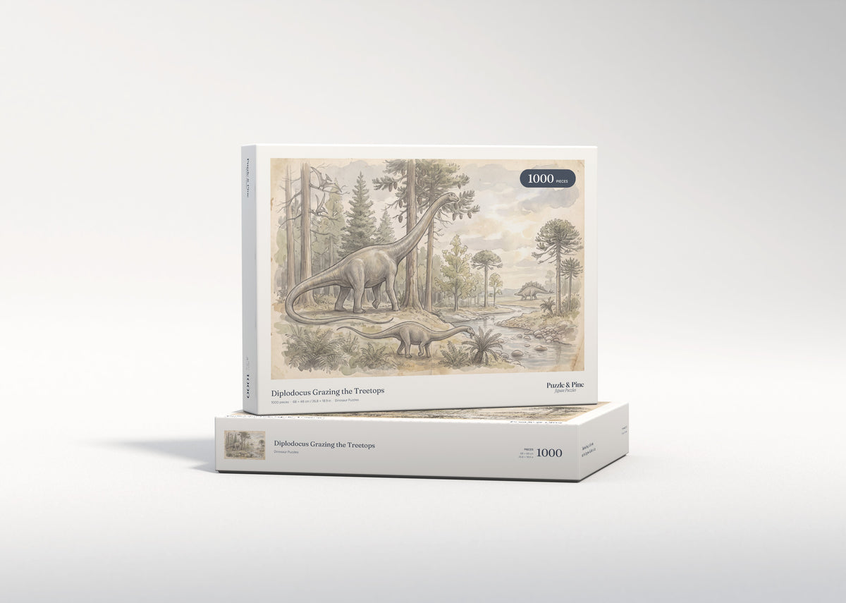 Diplodocus Grazing the Treetops jigsaw puzzle - gift box