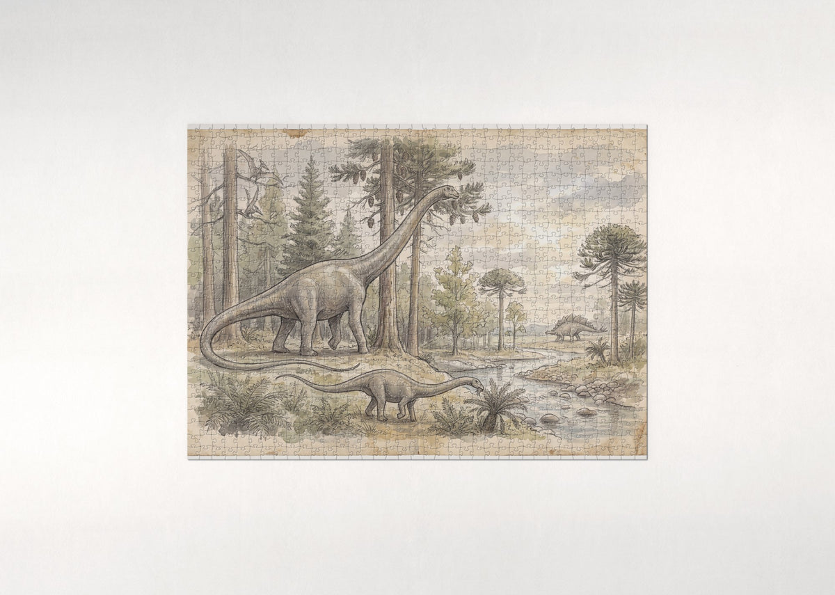 Diplodocus Grazing the Treetops jigsaw puzzle - flat puzzle