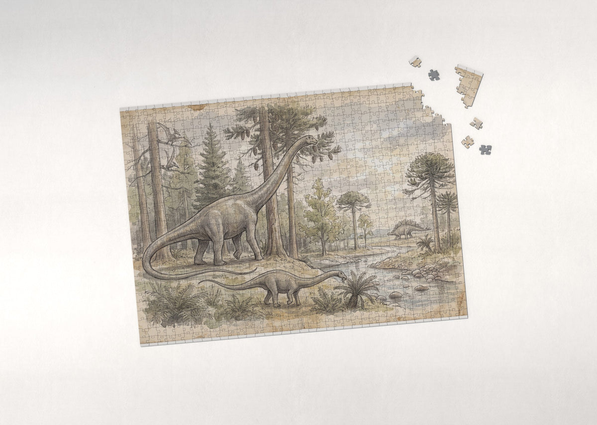 Diplodocus Grazing the Treetops jigsaw puzzle - puzzle with loose pieces