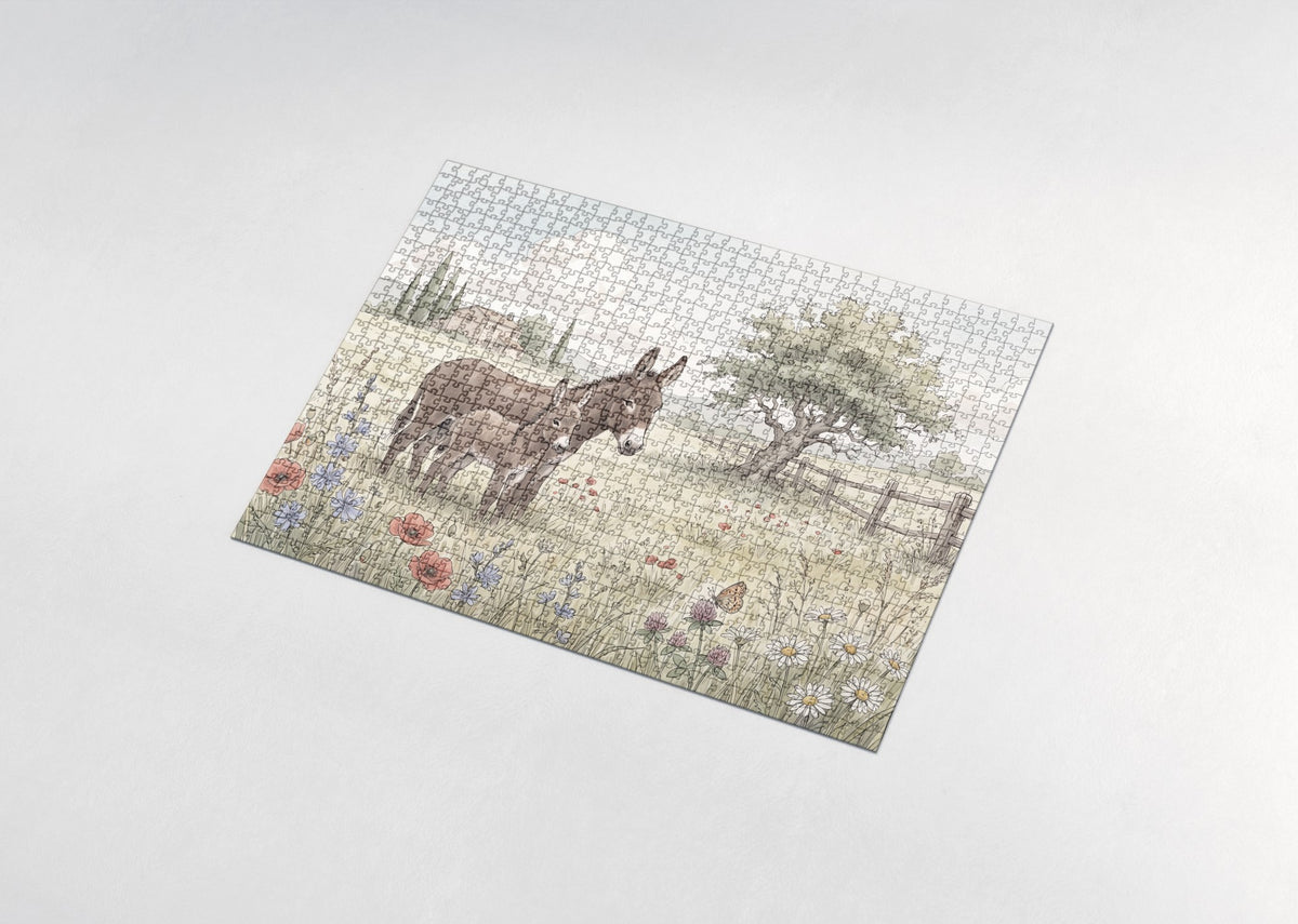 Donkey and Foal in the Meadow jigsaw puzzle - assembled puzzle