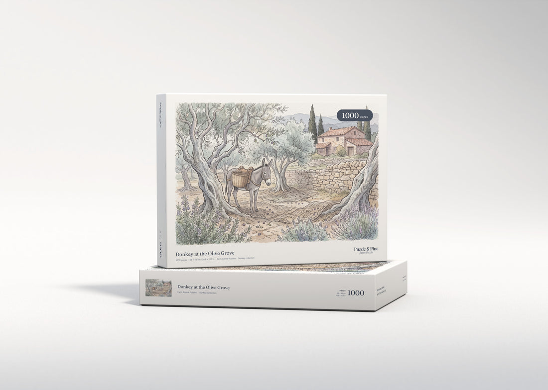 Donkey at the Olive Grove jigsaw puzzle - gift box