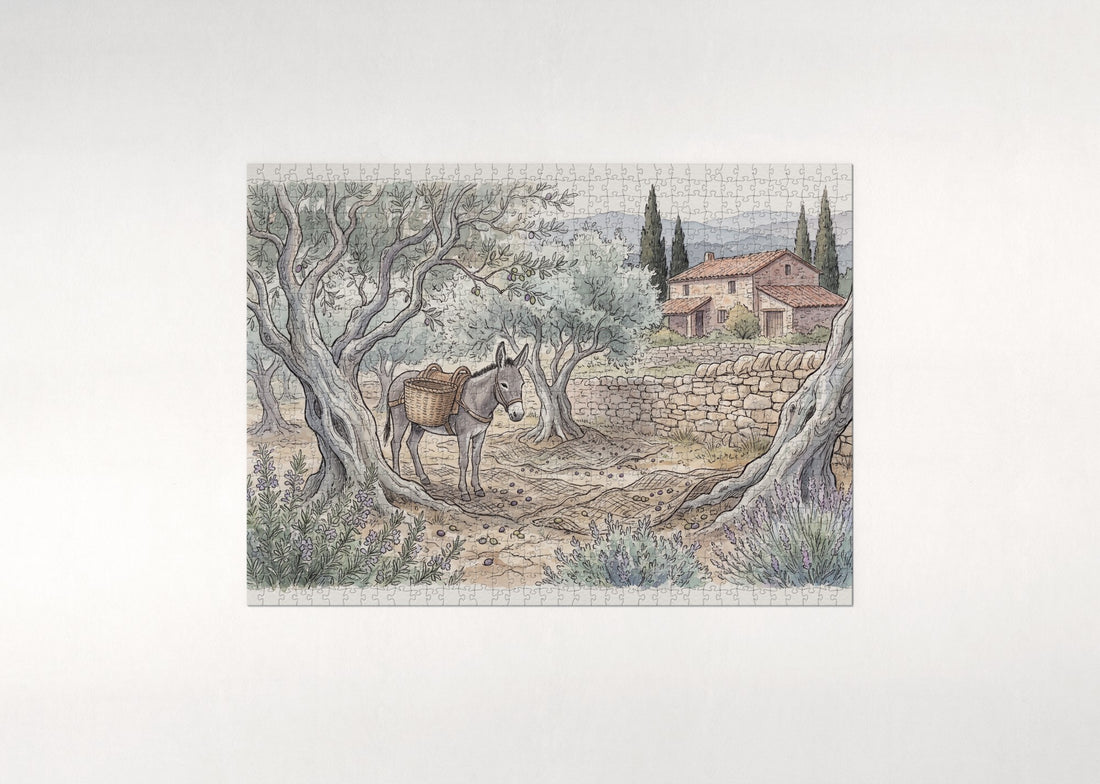 Donkey at the Olive Grove jigsaw puzzle - gift box