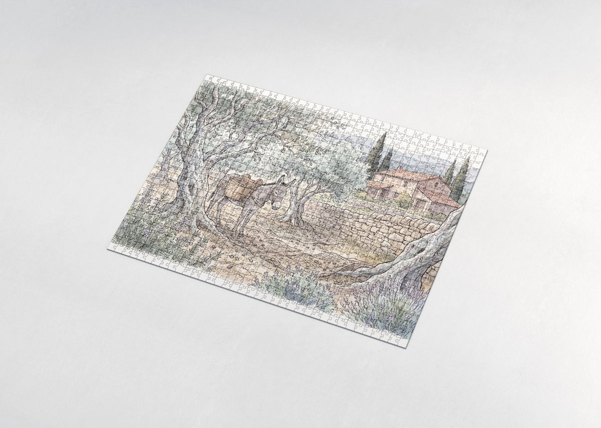 Donkey at the Olive Grove jigsaw puzzle - assembled puzzle