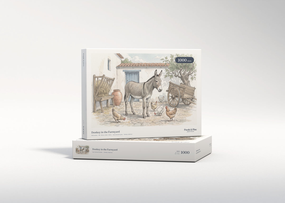 Donkey in the Farmyard jigsaw puzzle - gift box