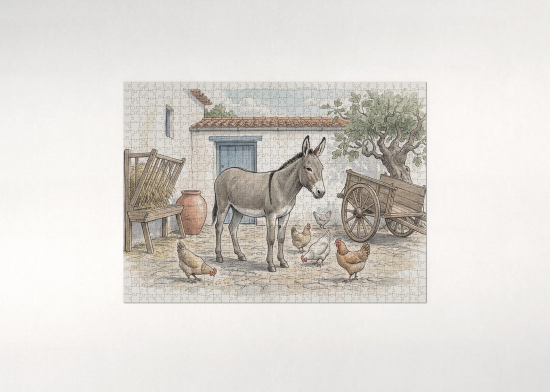 Donkey in the Farmyard jigsaw puzzle - gift box
