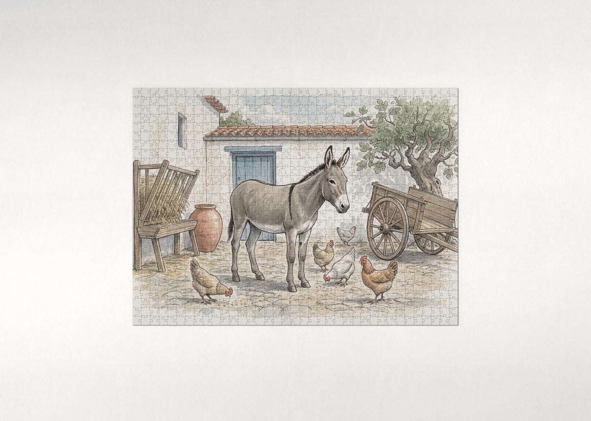Donkey in the Farmyard jigsaw puzzle - flat puzzle