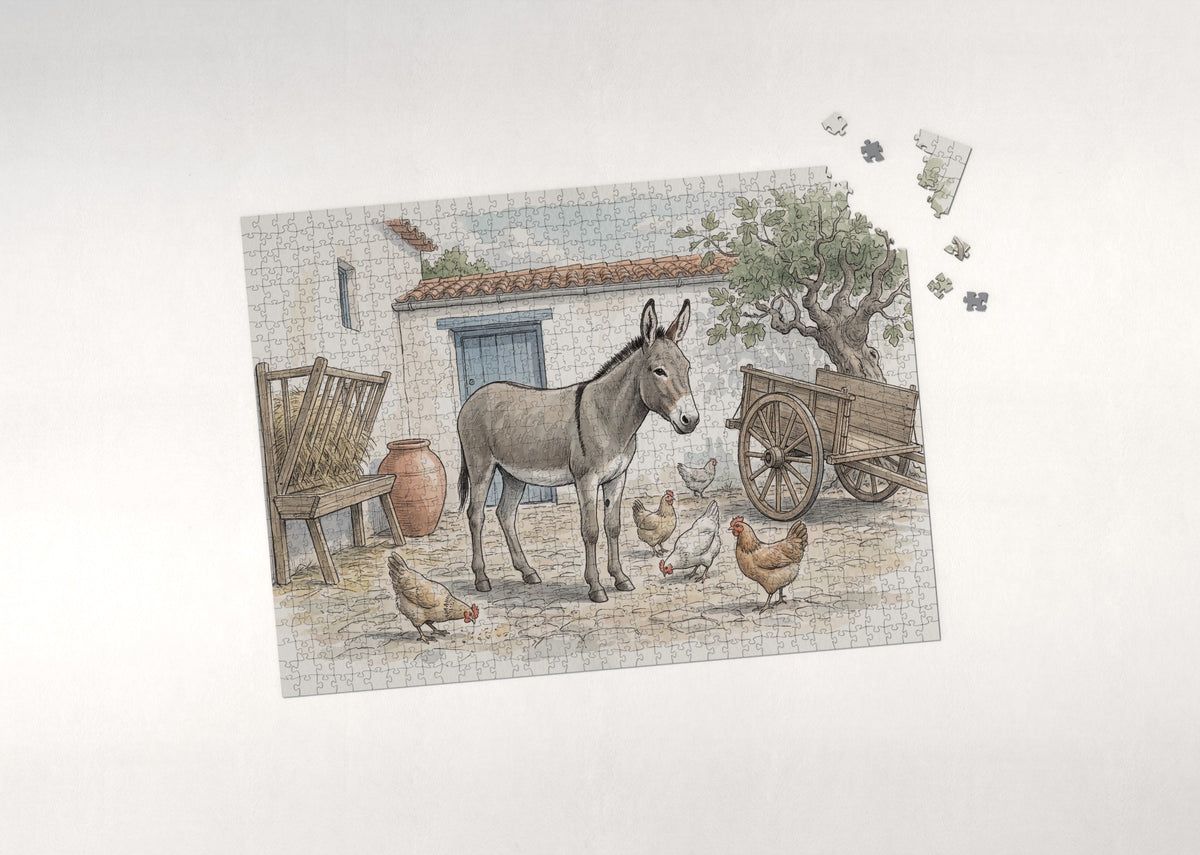 Donkey in the Farmyard jigsaw puzzle - puzzle with loose pieces