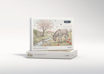 Donkey in the Spring Wildflowers jigsaw puzzle - gift box