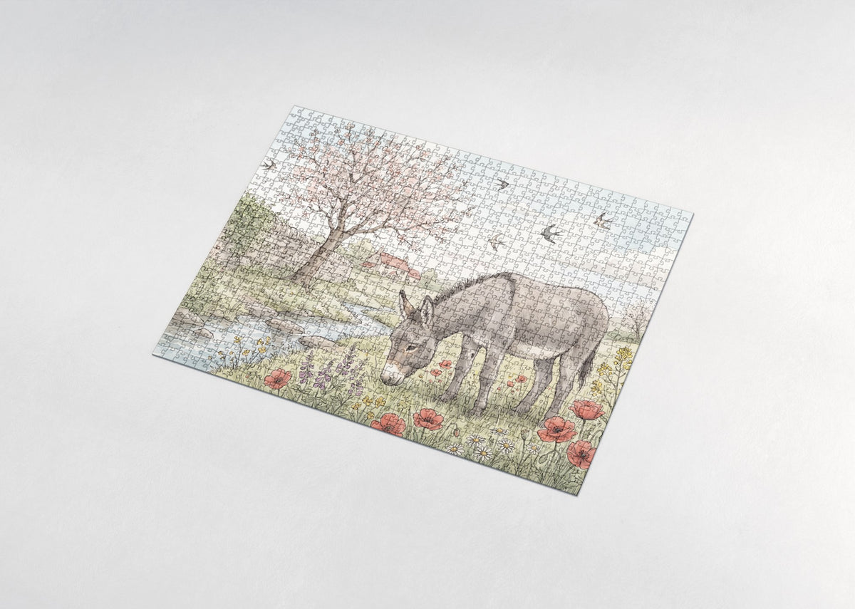 Donkey in the Spring Wildflowers jigsaw puzzle - assembled puzzle