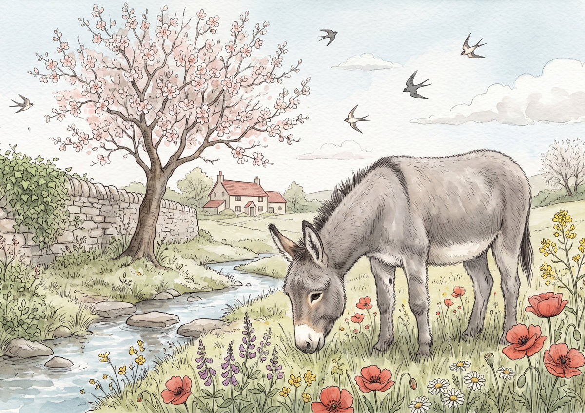 Donkey in the Spring Wildflowers jigsaw puzzle