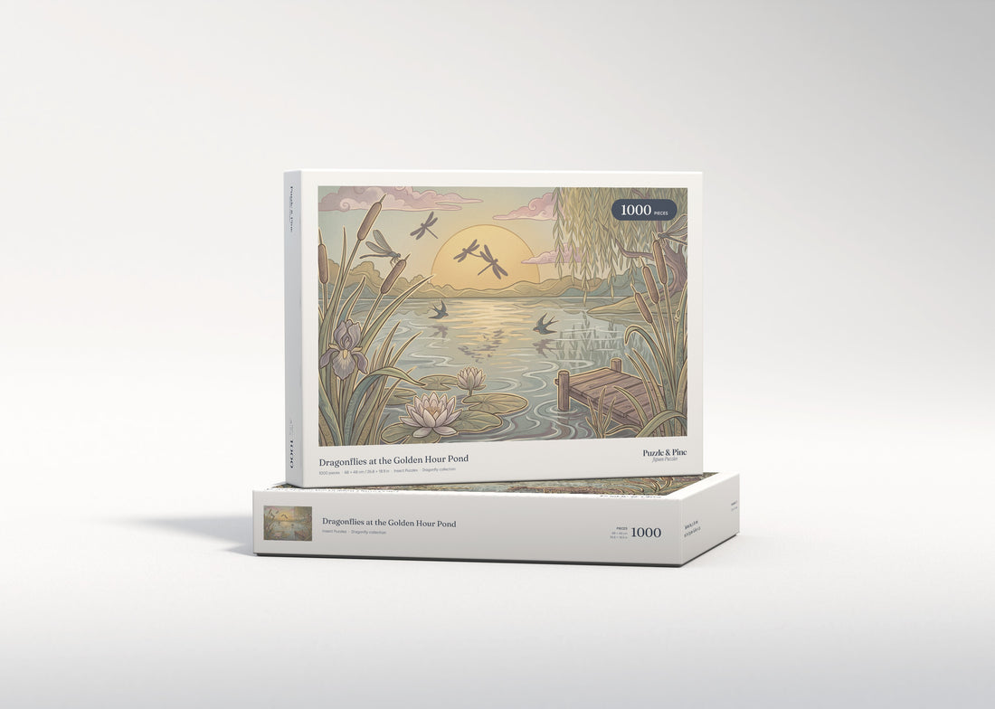 Dragonflies at the Golden Hour Pond jigsaw puzzle - gift box
