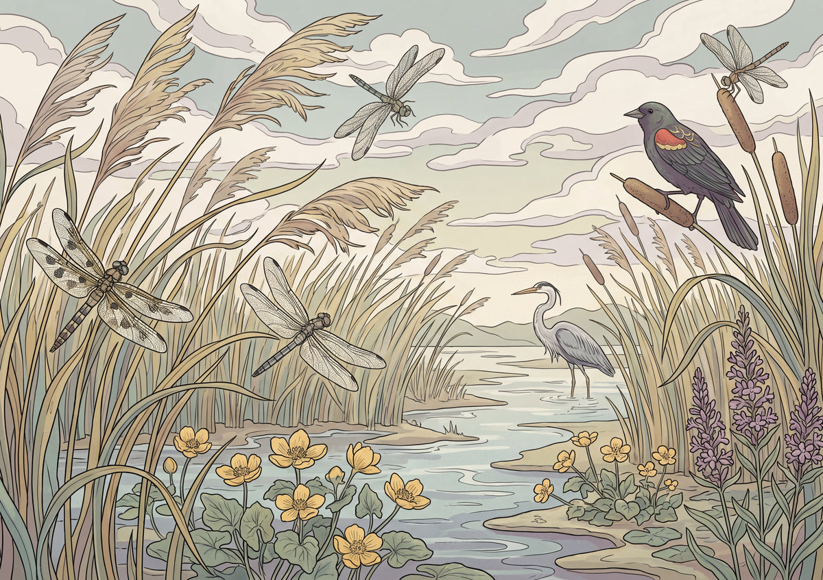 Dragonflies at the Marsh Reeds jigsaw puzzle