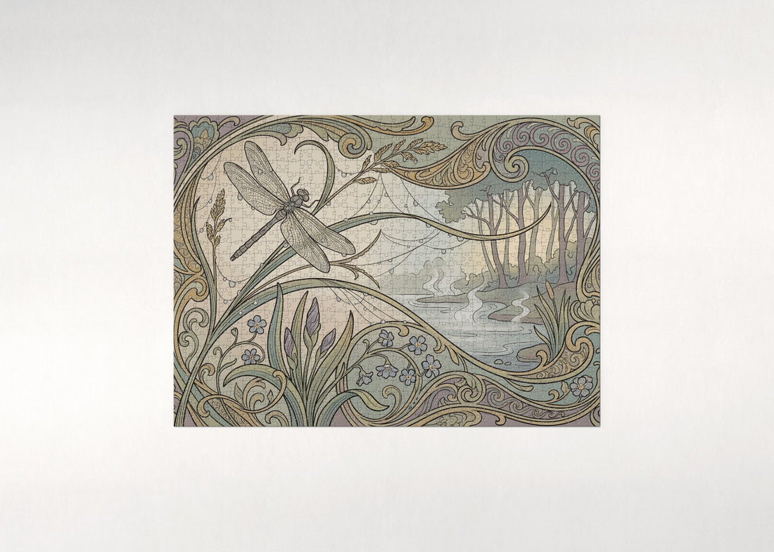 Dragonfly in the Morning Dew jigsaw puzzle - gift box