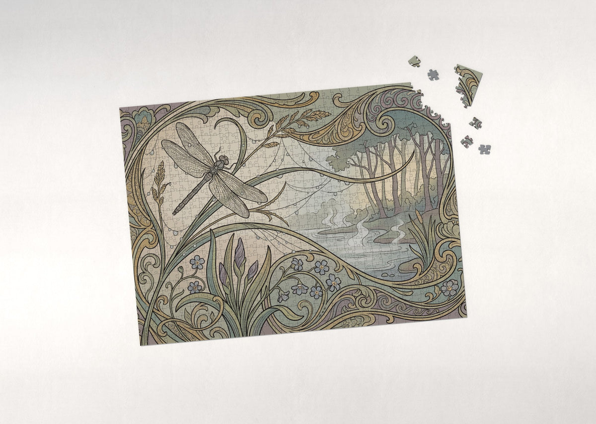 Dragonfly in the Morning Dew jigsaw puzzle - puzzle with loose pieces