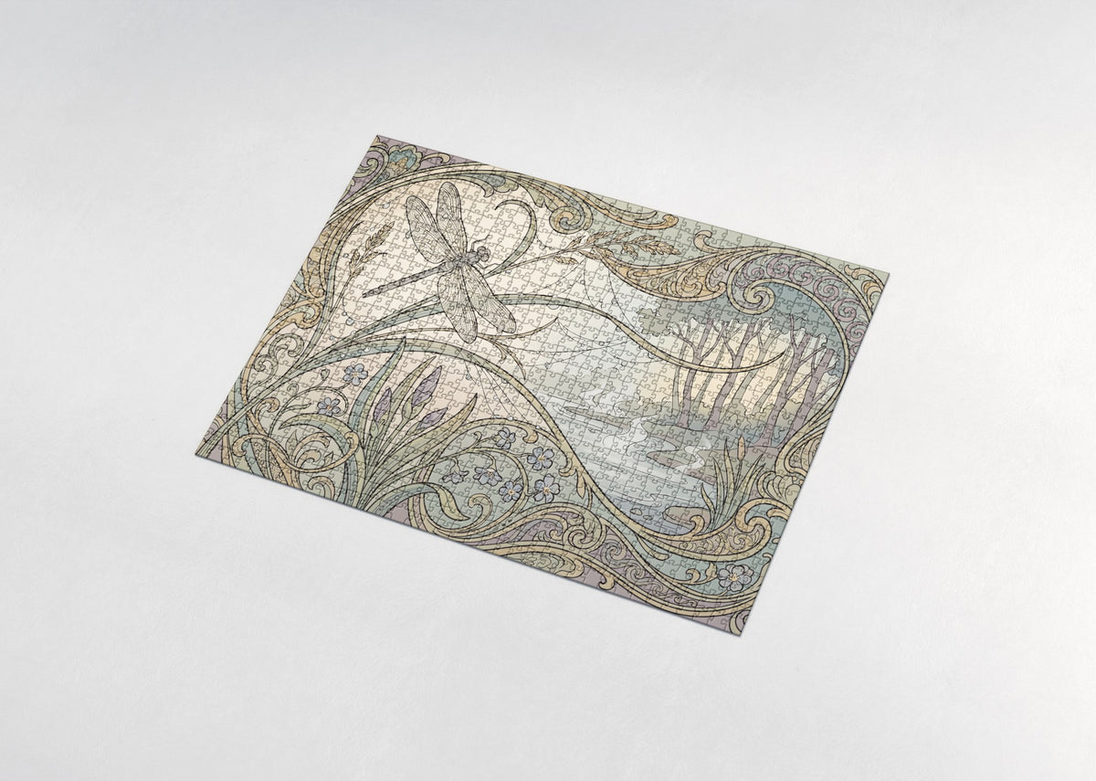 Dragonfly in the Morning Dew jigsaw puzzle - assembled puzzle