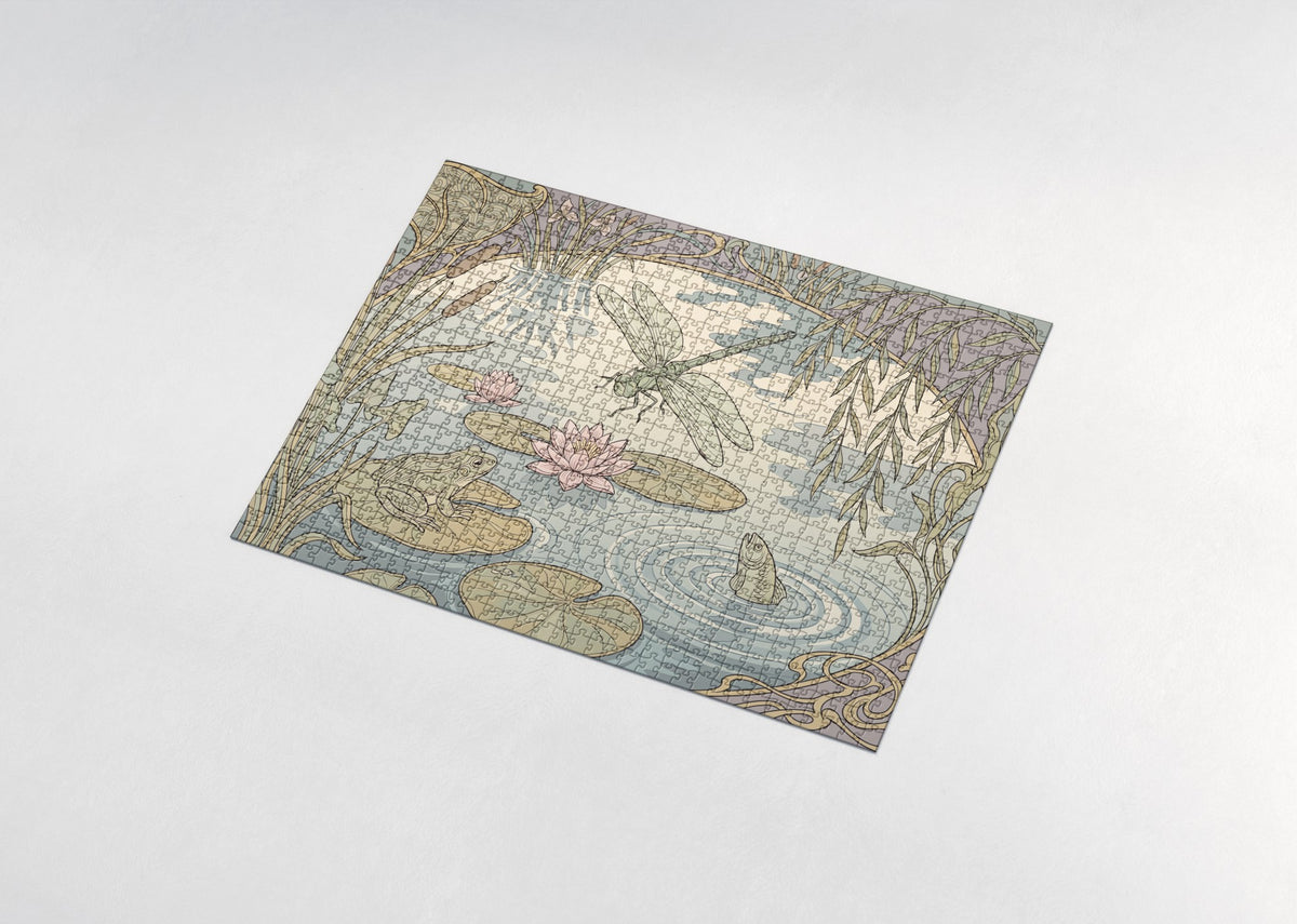 Dragonfly Over the Lily Pond jigsaw puzzle - assembled puzzle