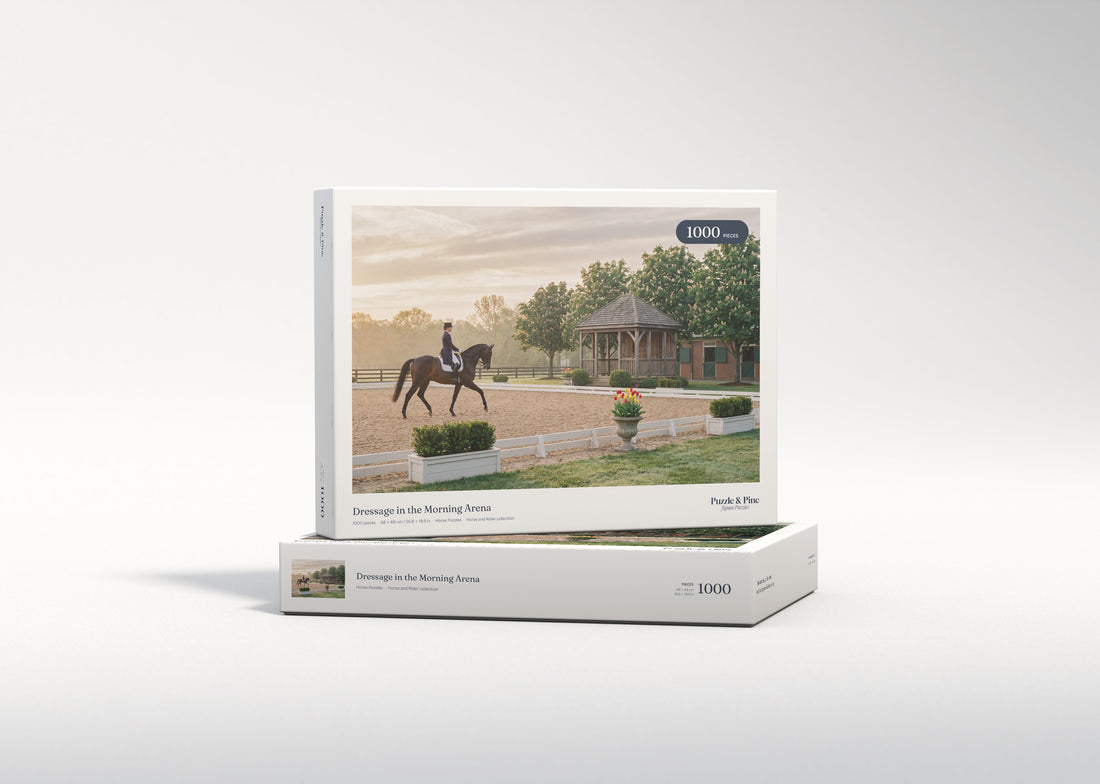 Dressage in the Morning Arena jigsaw puzzle - gift box