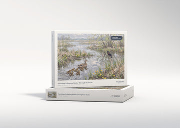 Ducklings Following Mother Through the Reeds jigsaw puzzle - gift box