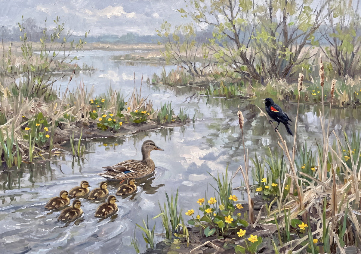Ducklings Following Mother Through the Reeds jigsaw puzzle