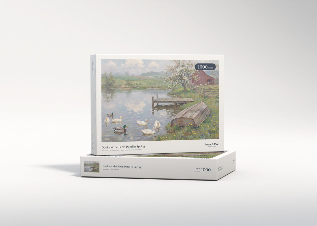 Ducks at the Farm Pond in Spring jigsaw puzzle - gift box