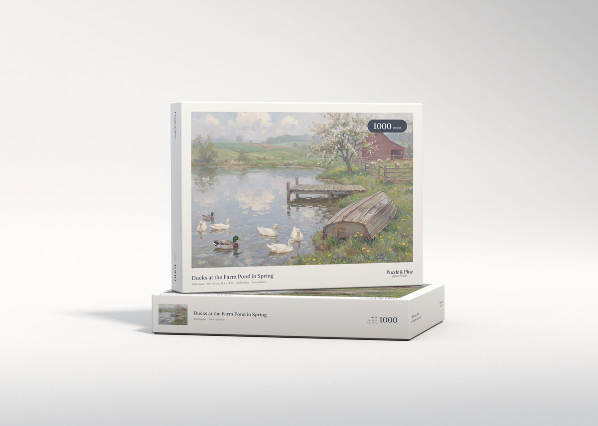 Ducks at the Farm Pond in Spring jigsaw puzzle - gift box